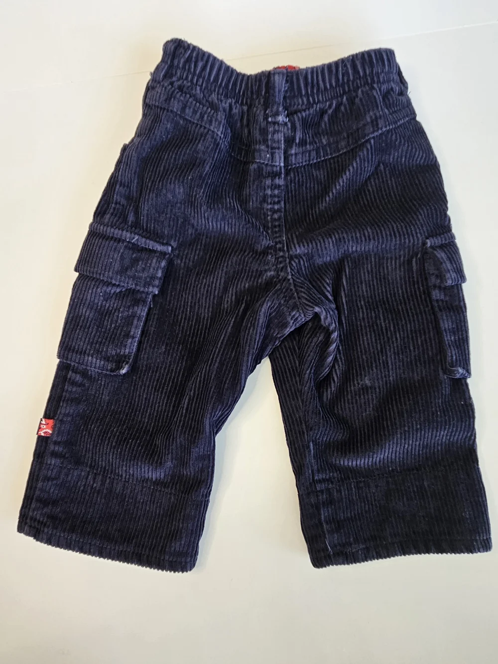 Vintage OshKosh Navy Corduroy Plaid Lined Cargo Pants 3-6M